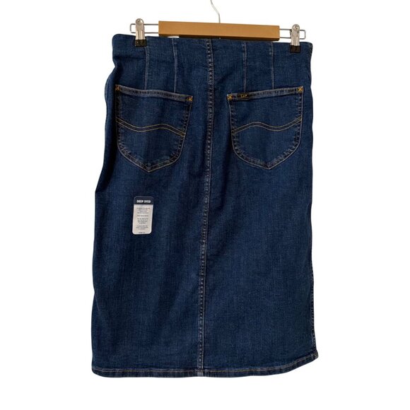 Lee Womens Stretch High-Waisted Denim Pencil Skirt Sz S Deep Dyed Blue. NWT - Picture 4 of 10